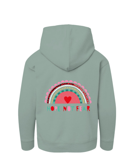 Rainbow Hoodie for Kids – Dusky Green (Pre-Order)