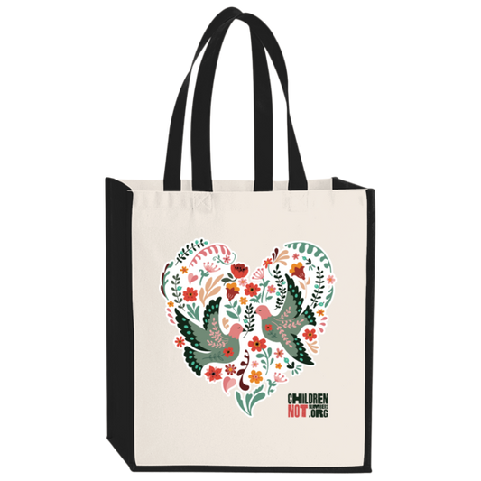 Natural Dove & Heart Tote Bag
